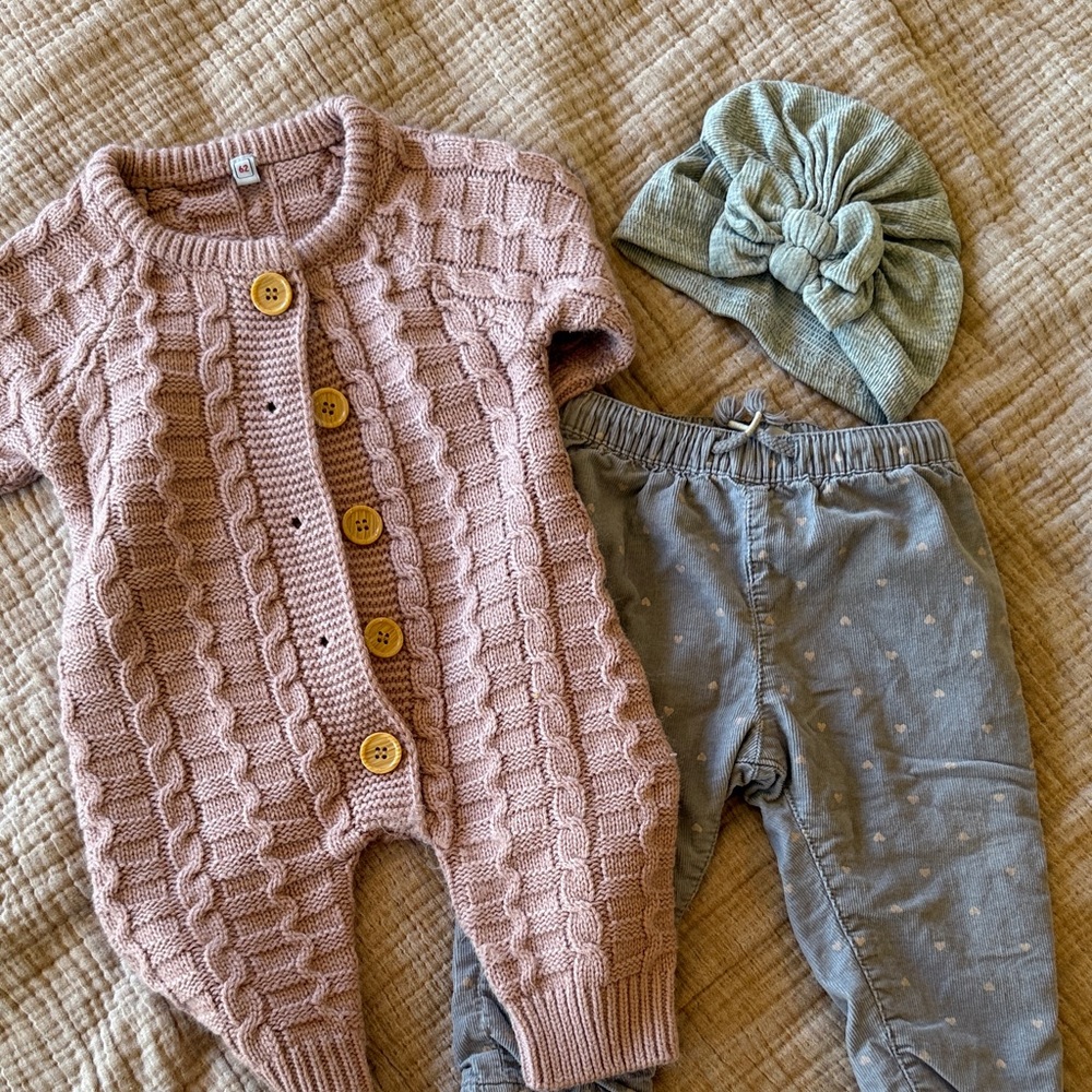 Knit Sweater Outfit with Pants and Hat Winter Bunfle